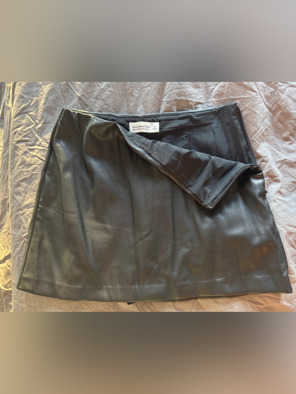 Abercrombie & Fitch Black Faux Leather Mini Skort with Side Zip